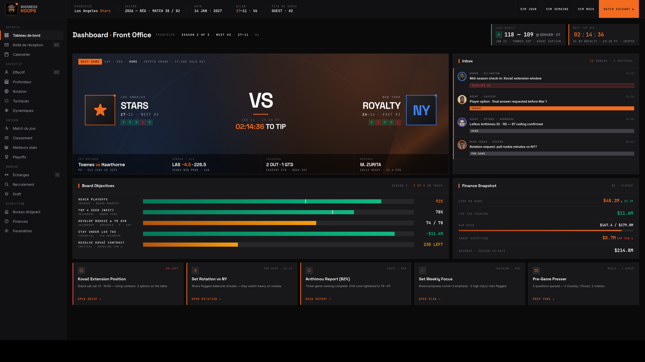 Hoops dashboard FR
